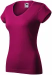 Naisten slim fit t-paita, jossa V-pääntie, fuchsia red