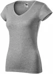 Naisten slim fit t-paita, jossa V-pääntie, tummanharmaa marmori